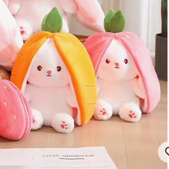 Plush Strawberry Rabbit & Carrot Rabbit Zip Up for Fruit Unzip for Rabbit - Picture 4 of 16
